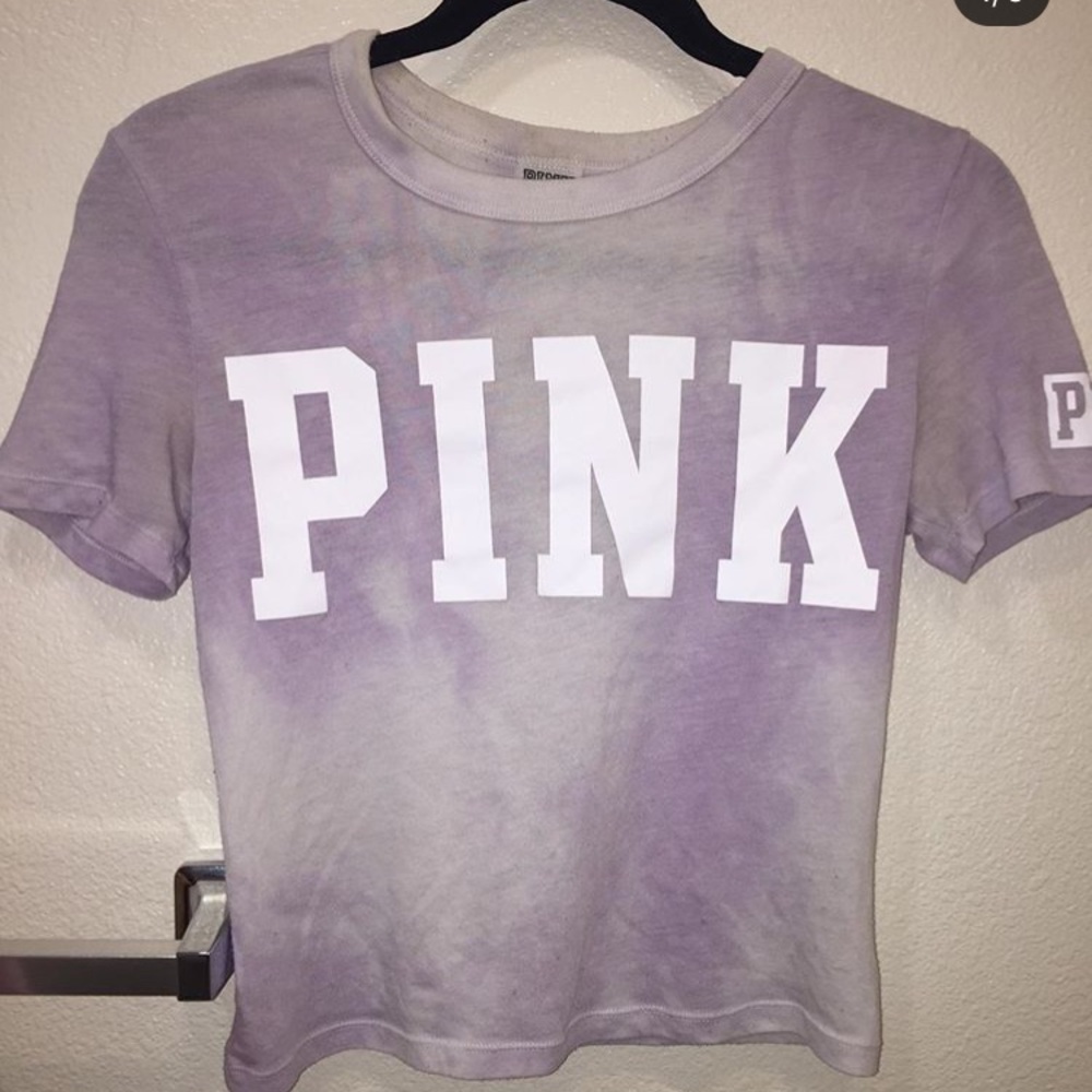 Tie dye cropped purple vs pink shirt.